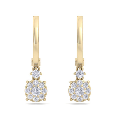 Elegant round drop earrings in yellow gold with white diamonds of 0.44 ct in weight - HER DIAMONDS®