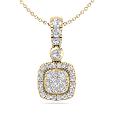 Square pendant in rose gold with white diamonds of 0.45 ct in weight - HER DIAMONDS®