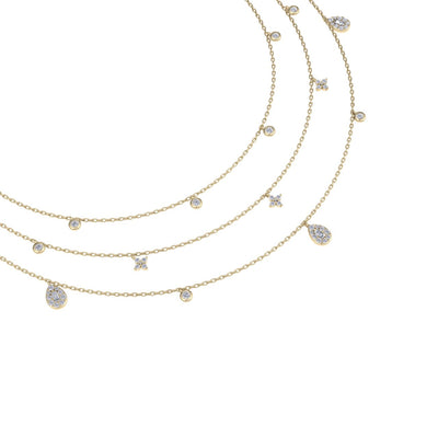 Multi-strand necklace in white gold with white diamonds of 0.82 ct in weight - HER DIAMONDS®