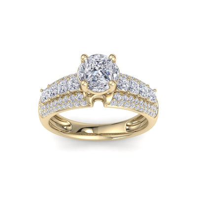 Illusion ring in yellow gold with white diamonds of 1.72 ct in weight