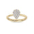 Pear shaped ring in yellow gold with white diamonds of 0.40 ct in weight