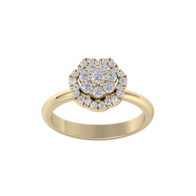 Flower diamond ring in yellow gold with white diamonds of 0.35 ct in weight