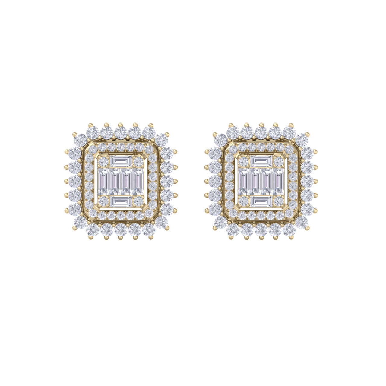 Elegant stud earrings in rose gold with white diamond of 1.43 ct in weight