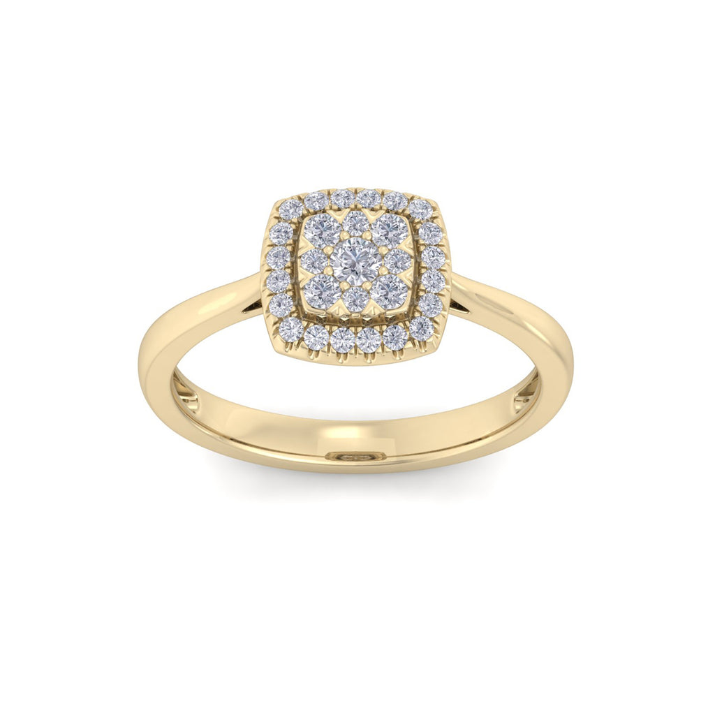 Classic square ring in yellow gold with white diamonds of 0.31 ct in weight