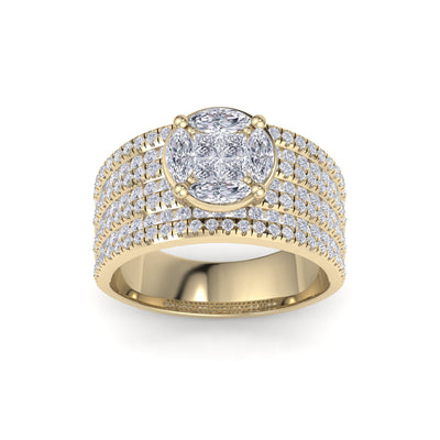 Solitaire ring in yellow gold with white diamonds of 1.71 ct in weight