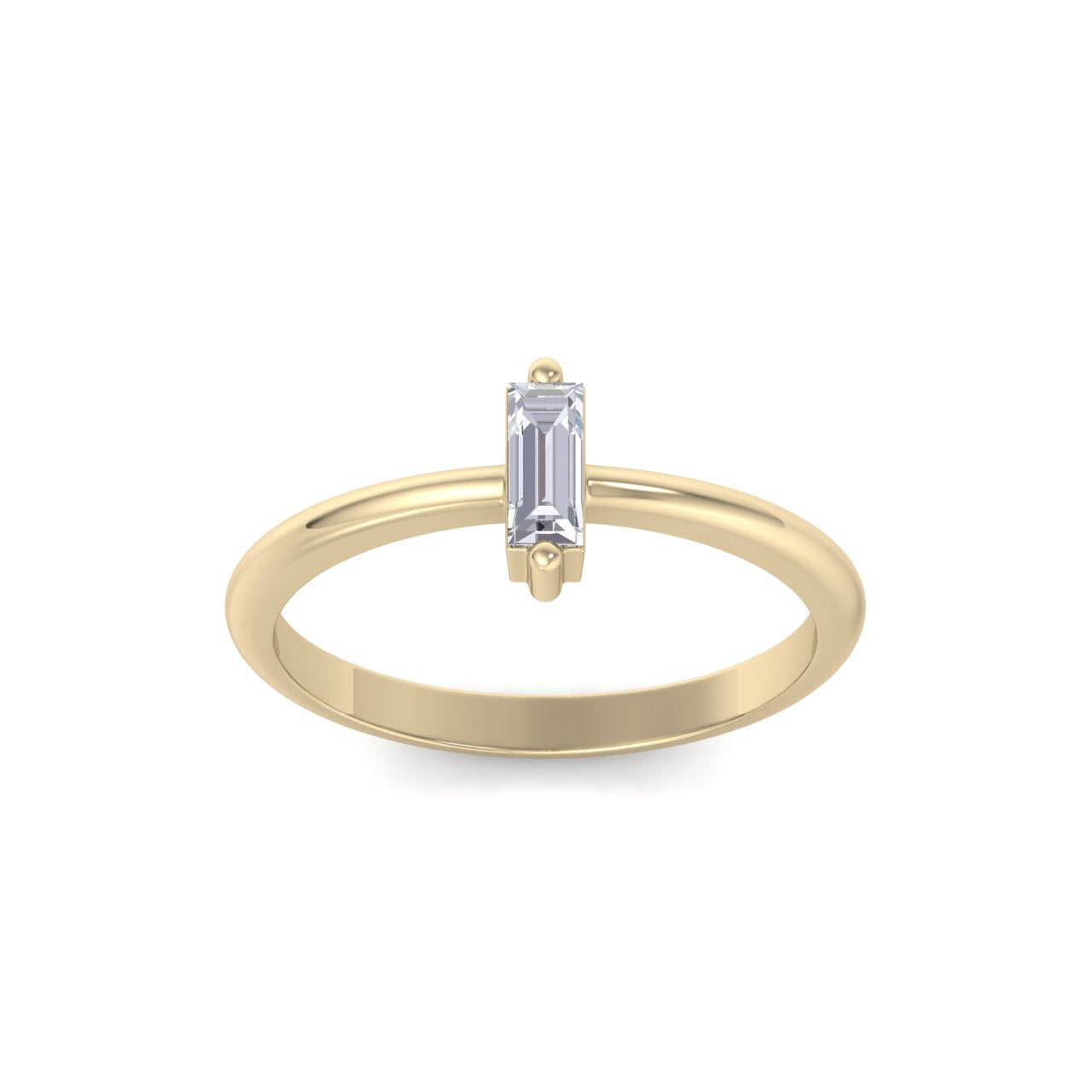 Baguette shaped petite diamond ring in white gold with white diamonds of 0.25 ct in weight