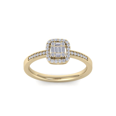 Engagement ring with channel setting in yellow gold with white diamonds of 0.18 ct in weight