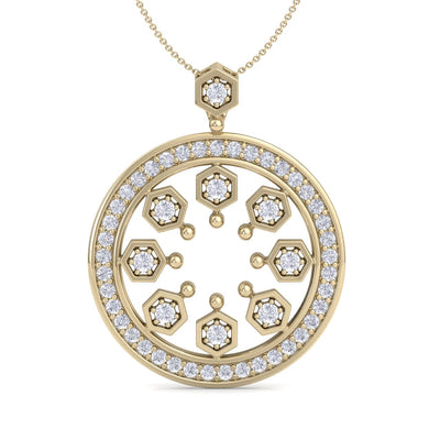 Monogram pendant necklace in yellow gold with white diamonds of 0.89 ct in weight - HER DIAMONDS®