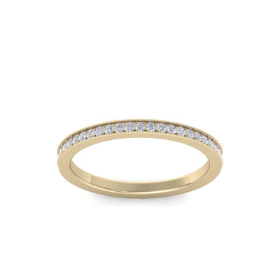Half eternity channel wedding band in yellow gold with white diamonds of 0.15 ct in weight