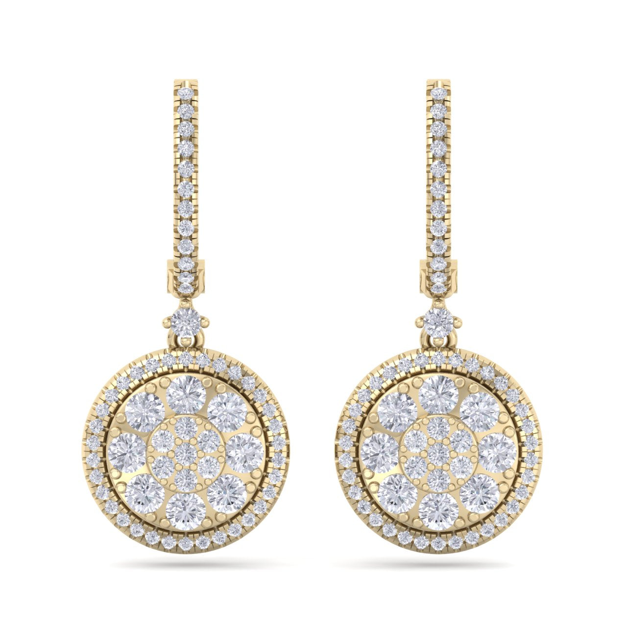 Round earrings in white gold with white diamonds of 1.83 ct in weight - HER DIAMONDS®