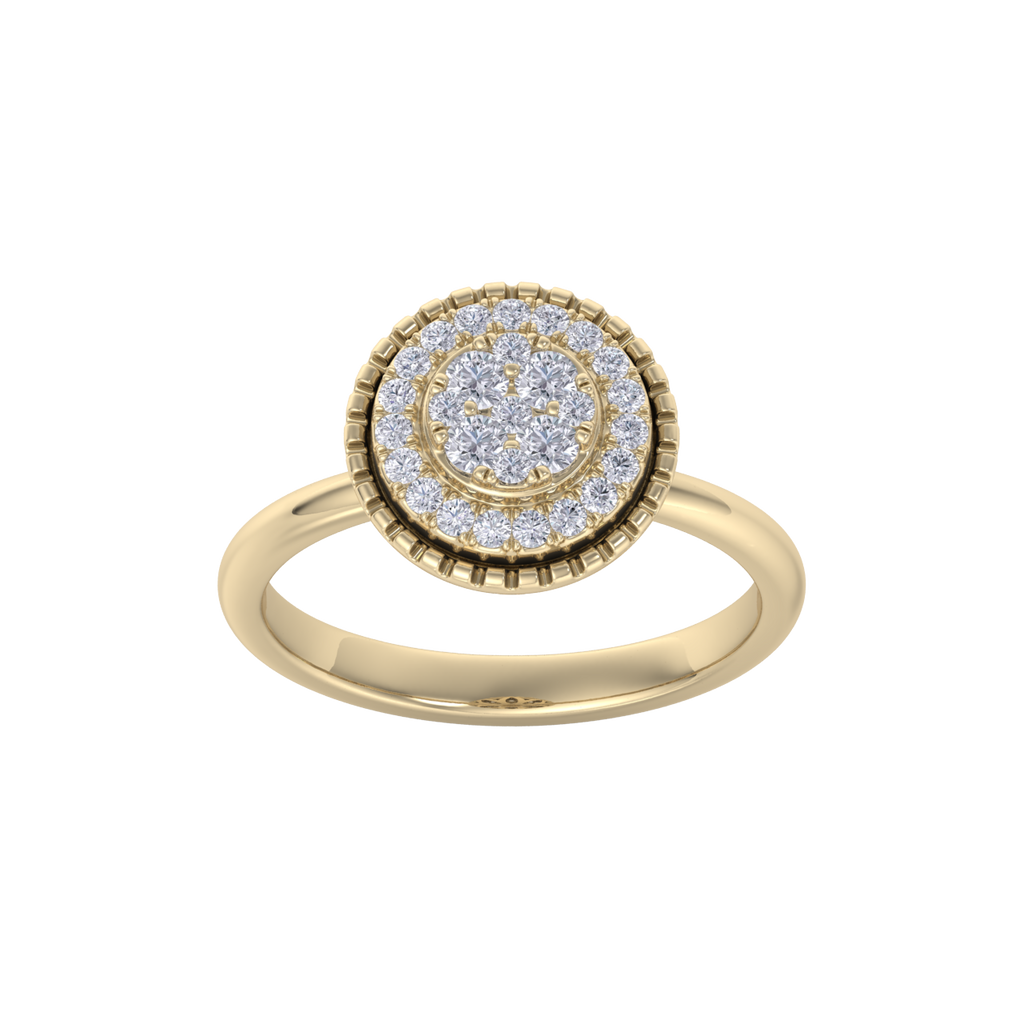 Round cluster ring in yellow gold with white diamonds of 0.38 ct in weight
