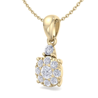 Elegant round pendant in yellow gold with white diamonds of 0.25 ct in weight - HER DIAMONDS®