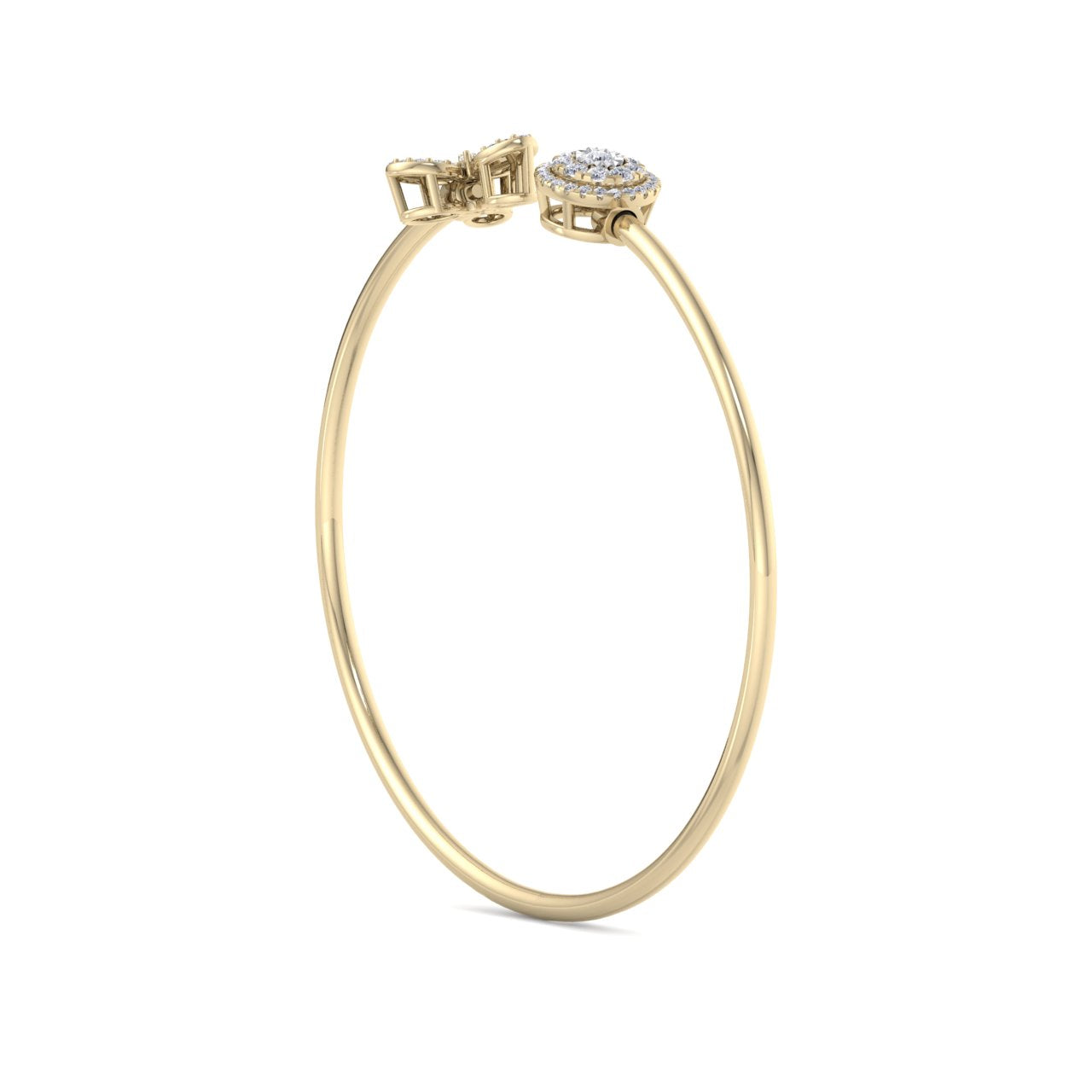 Cuff bracelet in yellow gold with white diamonds of 0.47 ct in weight