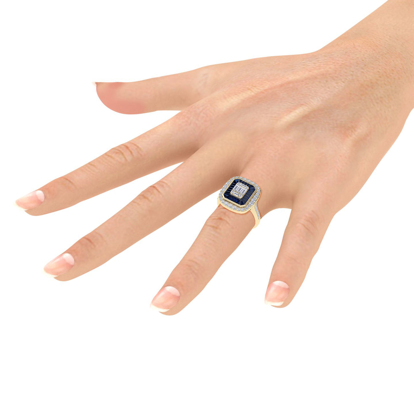 Square ring in rose gold with white diamonds of 1.19 ct in weight