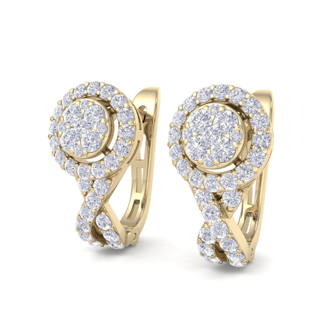 Classic earrings with french clip in rose gold with white diamonds 0.45 ct in weight
