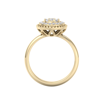 Round cluster ring in yellow gold with white diamonds of 0.38 ct in weight