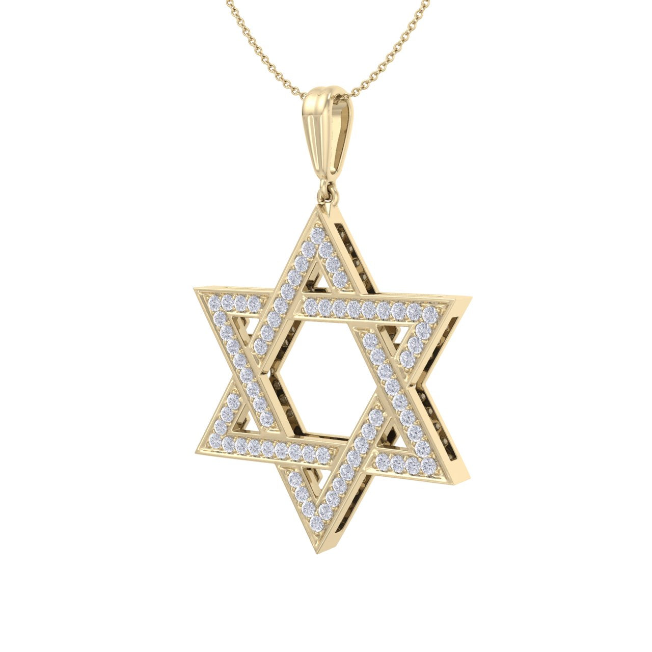 Star of David pendant in yellow gold with white diamonds of 0.91 ct in weight