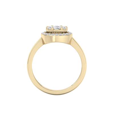 Halo illusion ring in rose gold with white diamonds of 0.47 ct in weight
