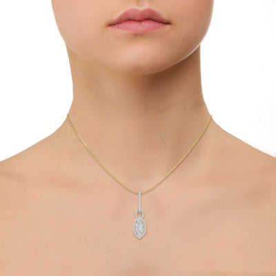 Marquise shaped drop pendant necklace in rose gold with white diamonds of 0.48 ct in weight - HER DIAMONDS®