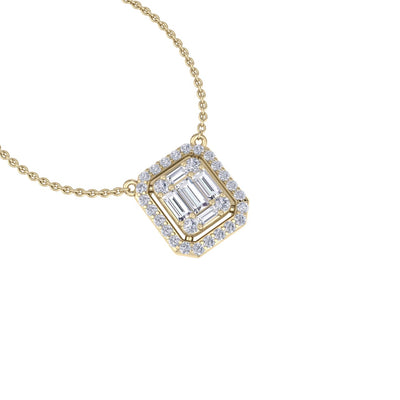 Square necklace in yellow gold with white diamonds of 0.37 ct in weight - HER DIAMONDS®