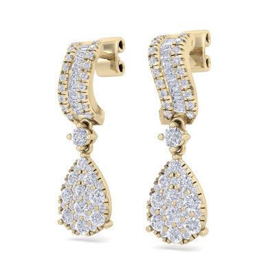 Pear drop earrings in rose gold with white diamonds of 1.43 ct in weight - HER DIAMONDS®