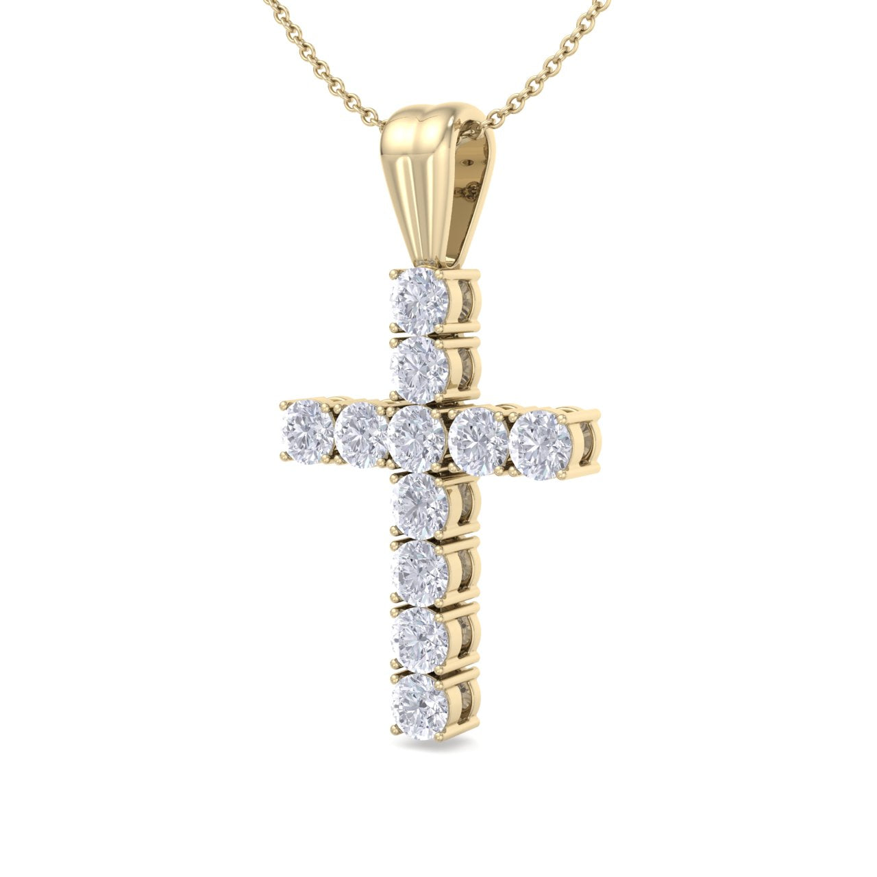 Diamond cross pendant in yellow gold with white diamonds of 1.00 ct in weight