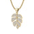 Leaf pendant in yellow gold with white diamonds of 0.58 ct in weight