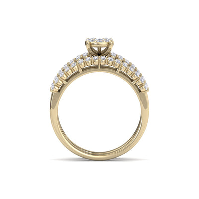 Bridal set in rose gold with white diamonds of 1.01 ct in weight