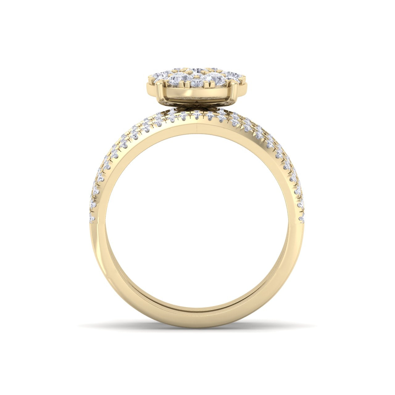 Bridal set in yellow gold with white diamonds of 1.48 ct in weight