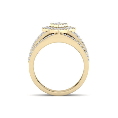 Wide ring in yellow gold with white diamonds of 0.79 ct in weight