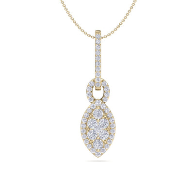Marquise shaped drop pendant necklace in white gold with white diamonds of 0.48 ct in weight - HER DIAMONDS®