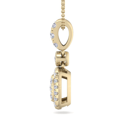 Square pendant in yellow gold with white diamonds of 0.45 ct in weight - HER DIAMONDS®