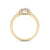 Halo engagement ring with pavé band in yellow gold with white diamonds of 0.56 ct in weight