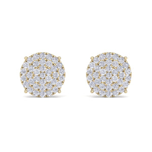 Round diamond stud earring in yellow gold with round white diamonds of 1.11 ct in weight - HER DIAMONDS®