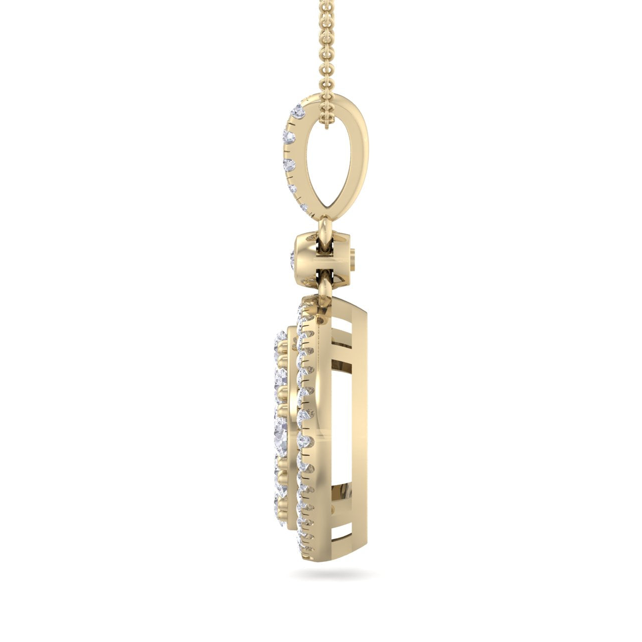 Square pendant in yellow gold with white diamonds of 0.74 ct in weight - HER DIAMONDS®