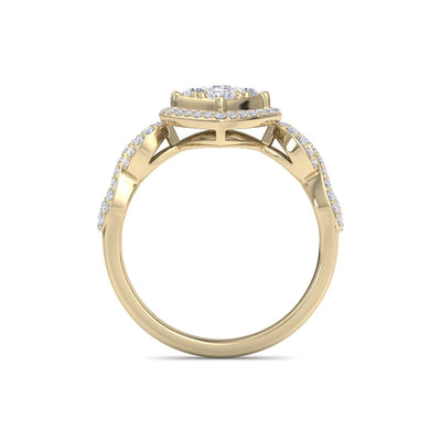 Diamond shaped halo ring in rose gold with white diamonds of 0.82 ct in weight