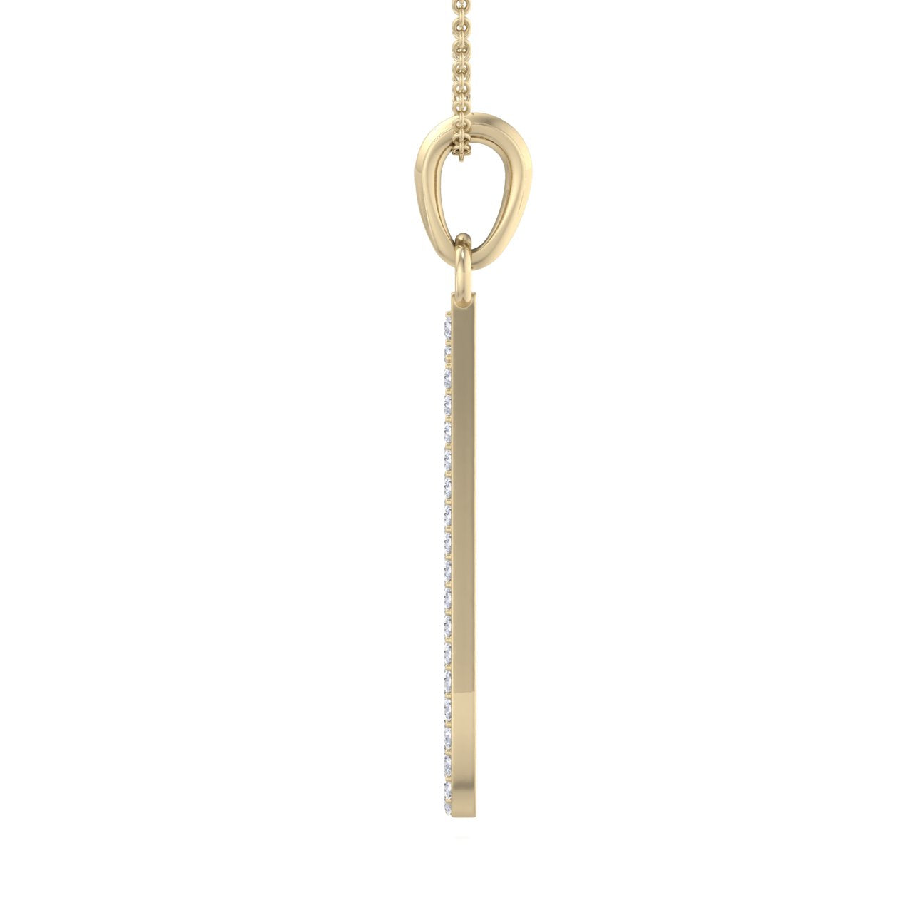 Tear drop pendant in yellow gold with white diamonds of 0.22 ct in weight