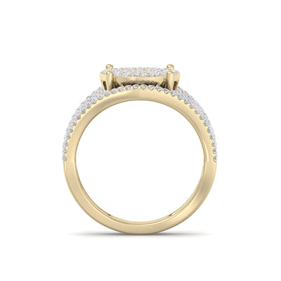 Round multi-band ring in yellow gold with white diamonds of 0.71 ct in weight