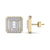 Square stud earrings in yellow gold with white diamonds of 0.88 ct in weight