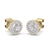 Halo stud earrings in rose gold with white diamonds of 0.46 ct in weight