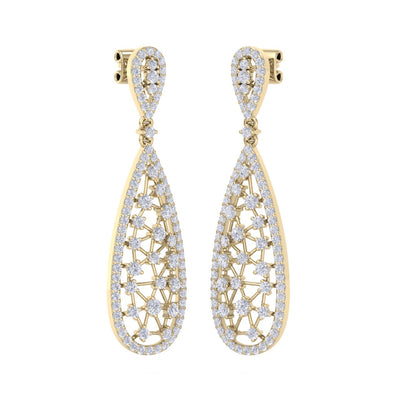 Chandelier earrings in rose gold with white diamonds of 3.04 ct in weight