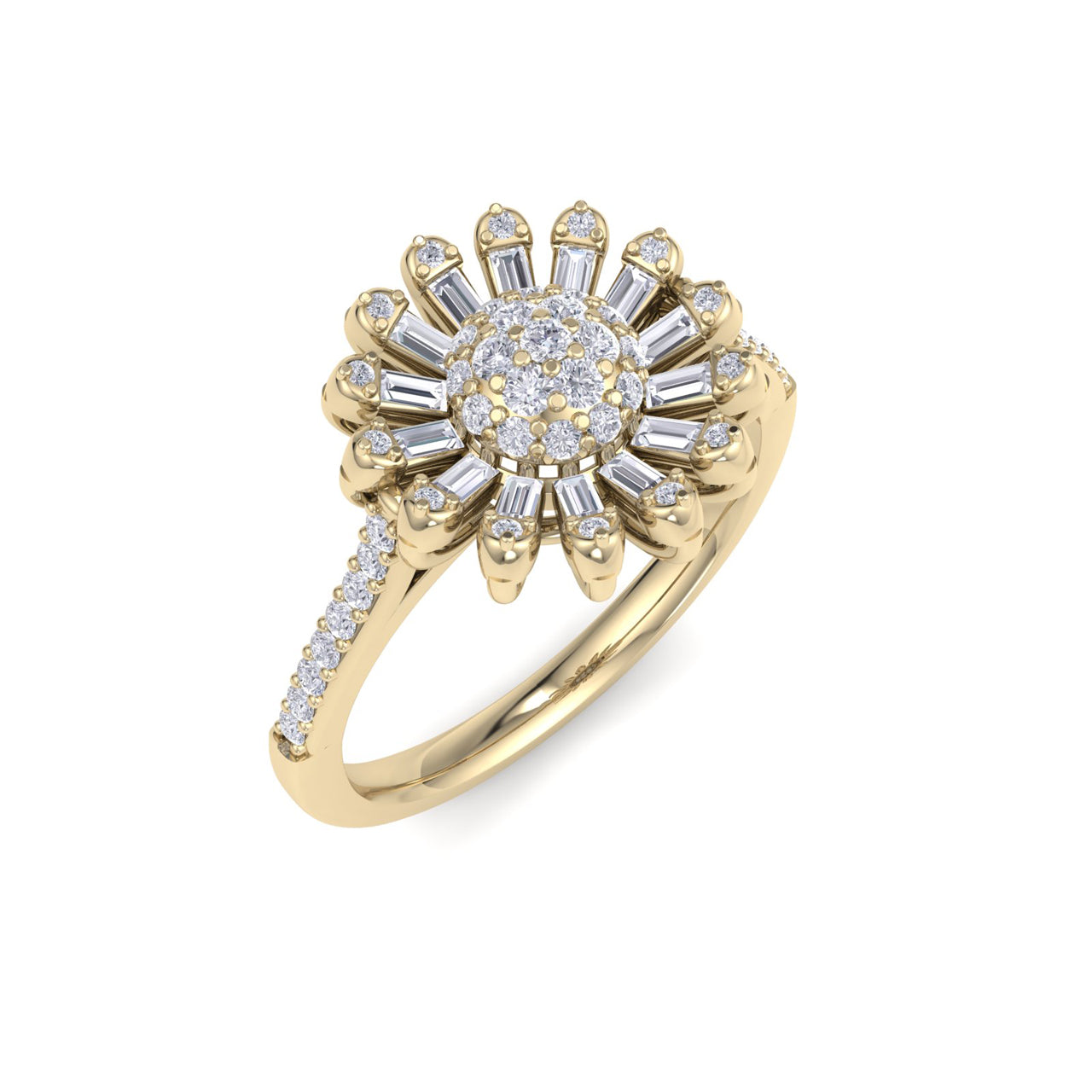 Sunflower ring in white gold with white diamonds of 0.43 ct in weight