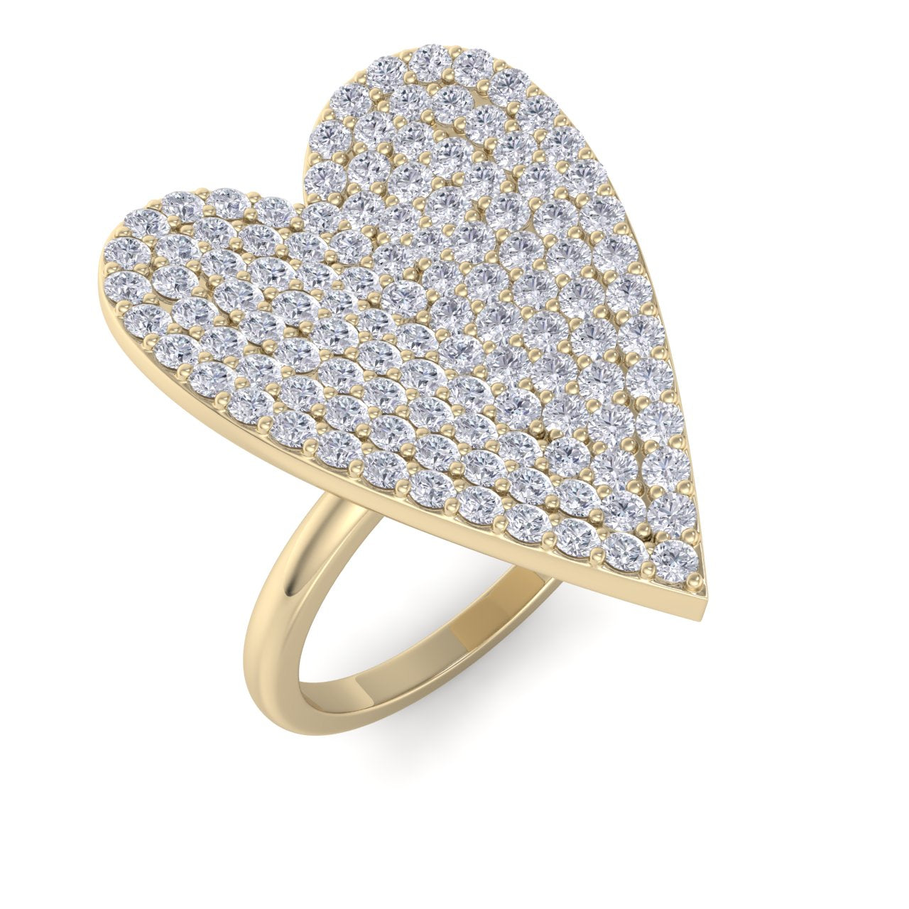 Heart ring in yellow gold with white diamonds of 1.44 ct in weight
