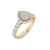 Pear ring in rose gold with white diamonds of 0.63 ct in weight