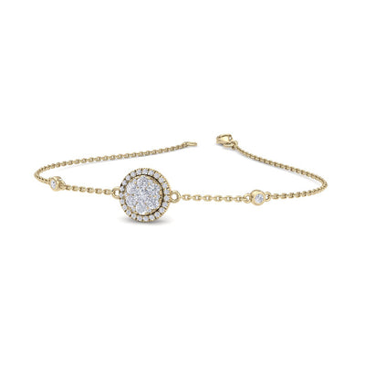 Round shape bracelet in yellow gold with white diamonds of 0.67 ct in weight - HER DIAMONDS®