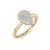 Pear shaped ring in yellow gold with white diamonds of 0.40 ct in weight