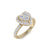 Heart ring in yellow gold with white diamonds of 1.03 ct in weight