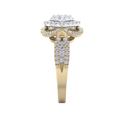 Diamond ring in yellow gold with white diamonds of 0.97 ct in weight