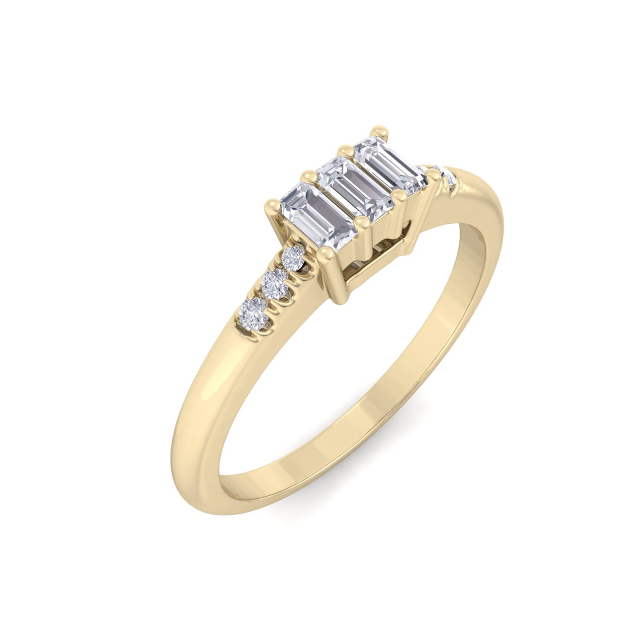 Baguette ring in white gold with white diamonds of 0.11 ct in weight