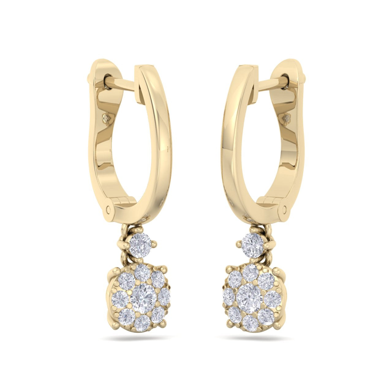 Elegant round drop earrings in rose gold with white diamonds of 0.44 ct in weight - HER DIAMONDS®